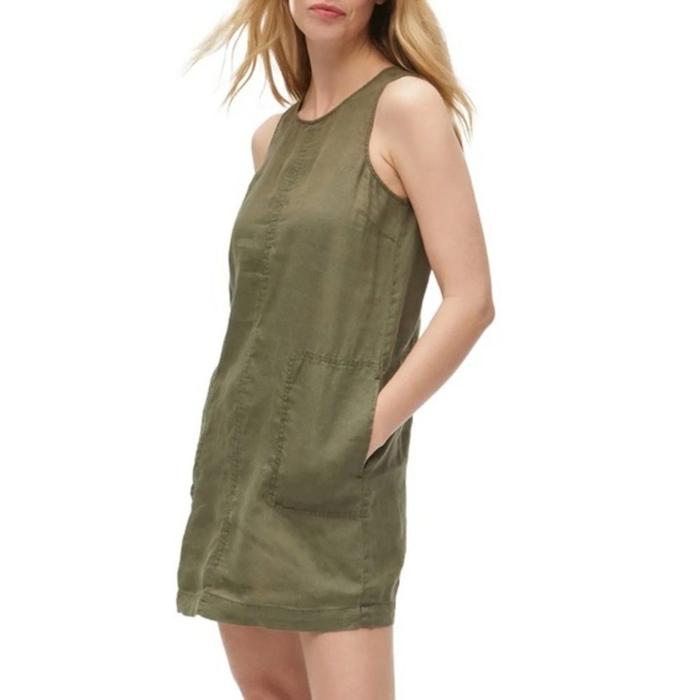 Michael Stars Delilah Linen Shift Dress size XS color Olive green